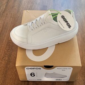 OOFOS Club+ Leather Women's White Sneakers